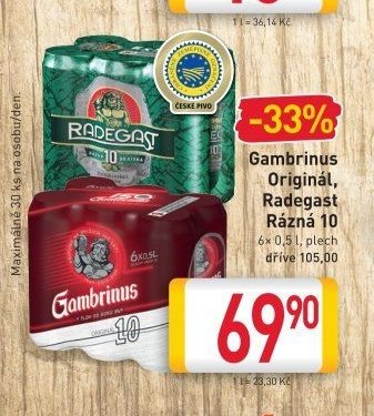 Gambrinus Originál, Radegast Rázná 10