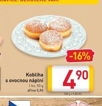 Kobliha s ovocnou náplní