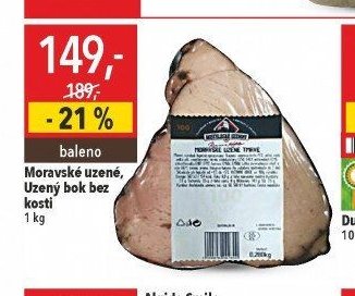 Moravské uzené, uzený bok bez kosti