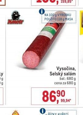 Vysočina, Selský salám