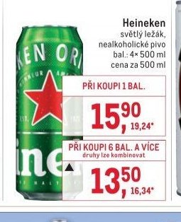 Heineken světlý ležák, nealkoholické pivo