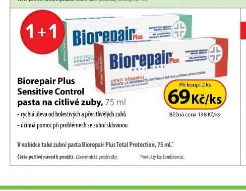 Biorepair Plus Sensitive Control pasta na citlivé zuby, 75 ml