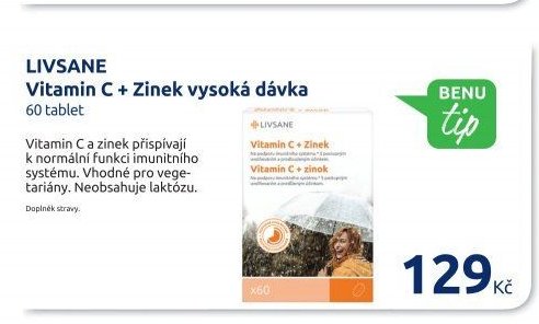 LIVSANE Vitamin C + Zinek vysoká dávka 60 tablet