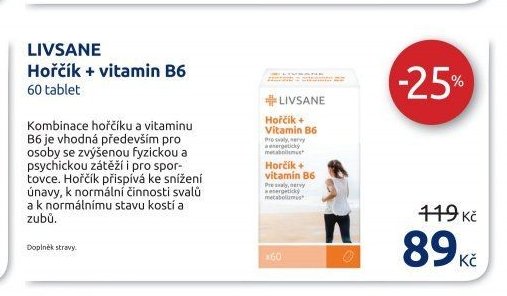 LIVSANE Hořčík + vitamin B6 60 tablet