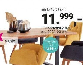 Jídelní stůl, cca 200/100 cm