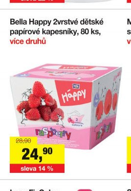 Bella Happy 2vrstvé dětské papírové kapesníky, 80 ks, více druhů