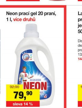 Neon prací gel 20 praní, 1 l, více druhů