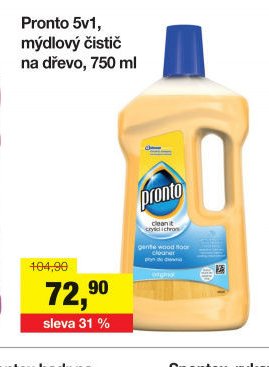 Pronto 5v1, mýdlový čistič na dřevo, 750 ml