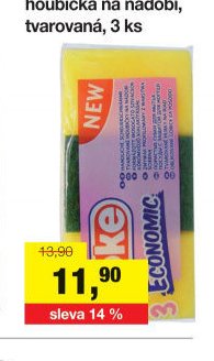 Spontex Economic houbička na nádobí, tvarovaná, 3 ks