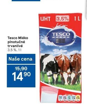 Tesco Mléko plnotučné trvanlivé 3,5 %
