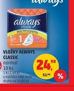 Vložky Always Classic