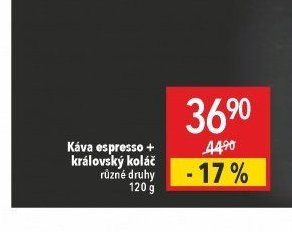 Káva espresso + královský koláč různé druhy