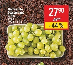 Hrozny bílé bezsemenné balené