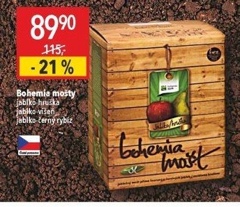 Bohemia mošty jablko-hruška, jablko-višeň, jablko-černý rybíz