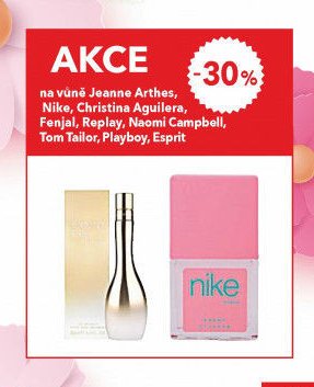 Vůně Jeanne Arthes, Nike, Christina Aguilera, Fenjal, Replay, Naomi Campbell, Tom Tailor, Playboy, Esprit
