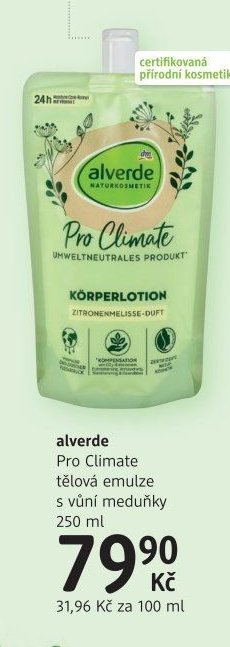 alverde Pro Climate tělová emulze s vůní meduňky 250 ml