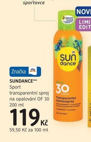 SUNDANCE Sport transparentní sprej na opalování OF 30 200 ml