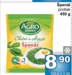 Špenátový protlak mražený Agro Jesenice