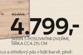 SKŘÍŇ S POSUVNÝMI DVEŘMI, ŠÍŘKA CCA 215 CM