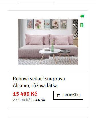 Rohová sedací souprava Alcamo, růžová látka - ASKO akcniletaky.com