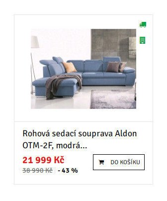 Rohová sedací souprava Aldon OTM-2F, modrá - ASKO akcniletaky.com