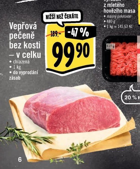 Vepřová pečeně bez kosti – v celku