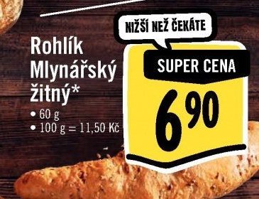 Rohlík Mlynářský žitný