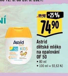 Astrid dětské mléko na opalování OF 50