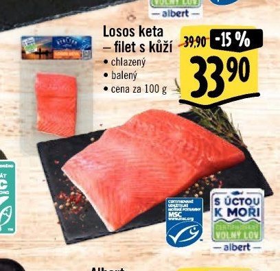 Losos keta - filet s kůží
