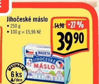 Máslo Jihočeské Madeta