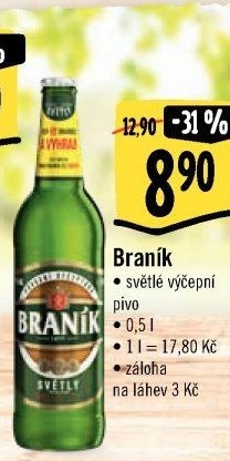 Pivo světlé výčepní 10° Braník