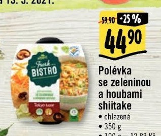 Polévka se zeleninou a houbami shiitake Albert Fresh Bistro