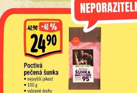 Šunka pečená poctivá nejvyšší jakosti Kostelecké uzeniny
