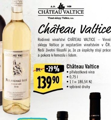 Vína Chateau Valtice - přívlastková