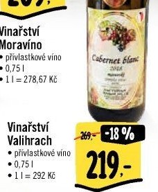 Vína Vinařství Valihrach - přívlastkové