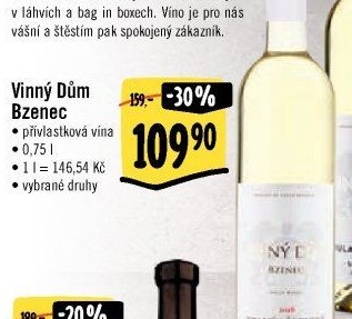 Vína Vinařství Vinný dům Bzenec - přívlastková