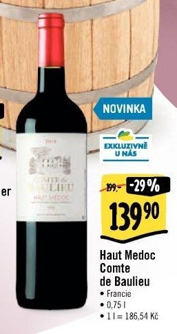 Víno Haut Medoc Comte de Baulieu