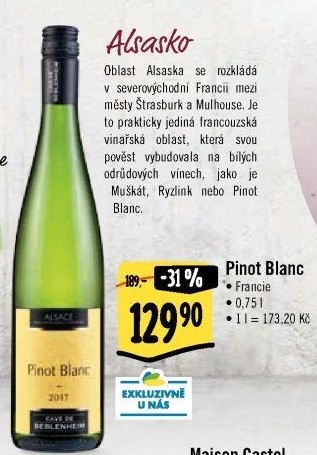Víno Pinot Blanc Alsace