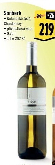 Víno Rulandské šedé - Chardonnay Cuvée Vinařství Sonberk - přívlastkové