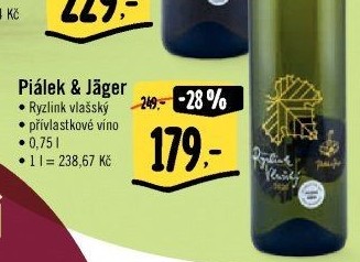 Víno Ryzlink vlašský Vinařství Piálek a Jäger - přívlastkové