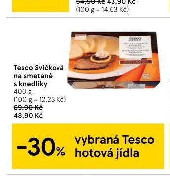 Tesco Svíčková na smetaně s knedlíky