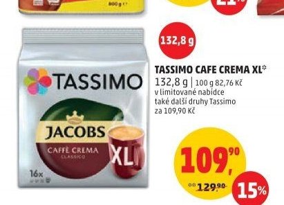 TASSIMO CAFE CREMA XL 132,8 g