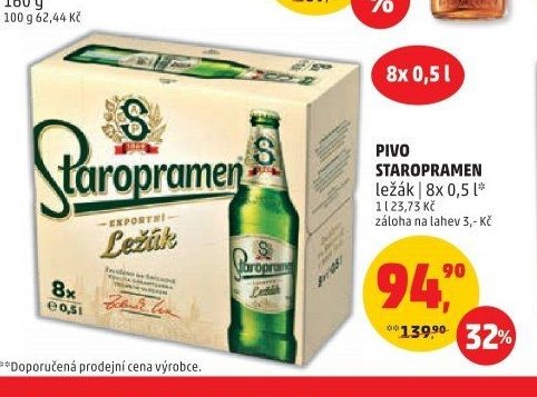 PIVO STAROPRAMEN ležák 8x 0,5 l