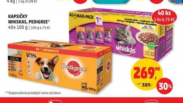 KAPSIČKY WHISKAS, PEDIGREE 40x 100 g