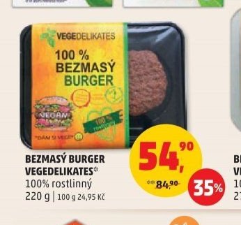 Bezmasý burger Vegedelikates
