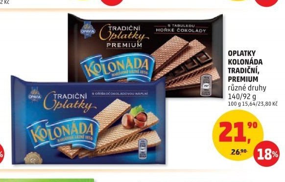 OPLATKY KOLONÁDA TRADIČNÍ, PREMIUM různé druhy