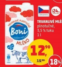 Mléko trvanlivé Boni - 3,5% plnotučné