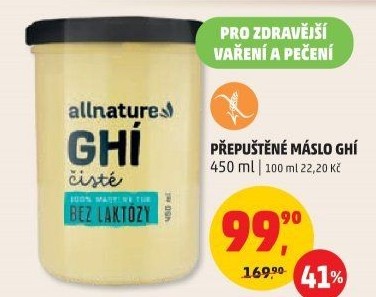 Přepuštěné máslo Ghí Allnature