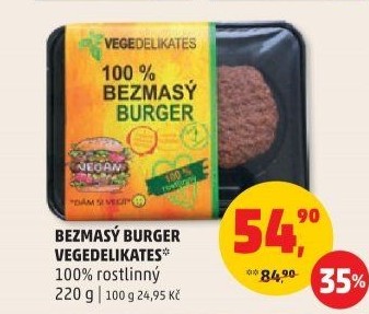 Vegetariánský burger Vegedelikates