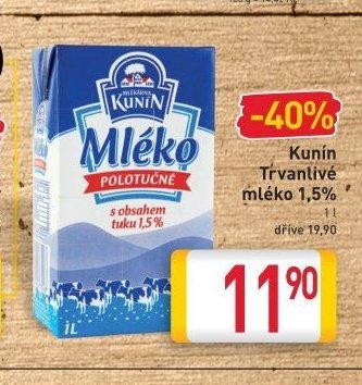 Kunín Trvanlivé mléko 1,5%